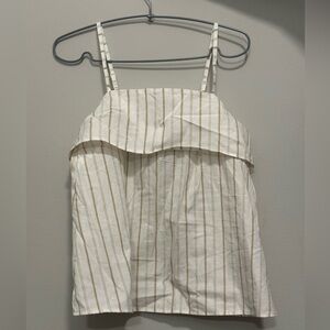 MANGO Striped Cream and Tan Sleeveless Top